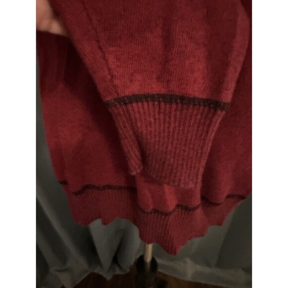 Carbon Size Large Maroon Quarter Zip Mock Neck Long Sleeve Men's Sweater Ribbed - Picture 4 of 6
